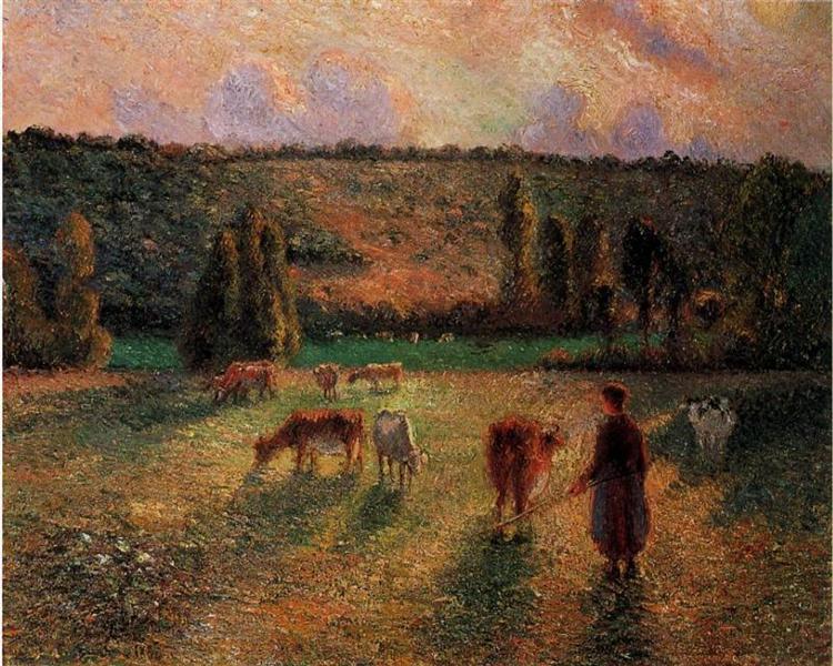 Vaches berger à Eragny - 1884