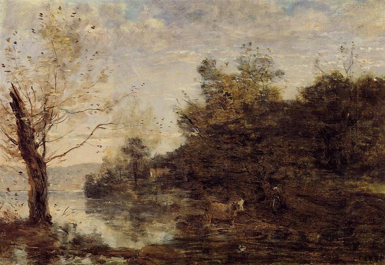 Pastore delle mucche accanto all'acqua - 1870