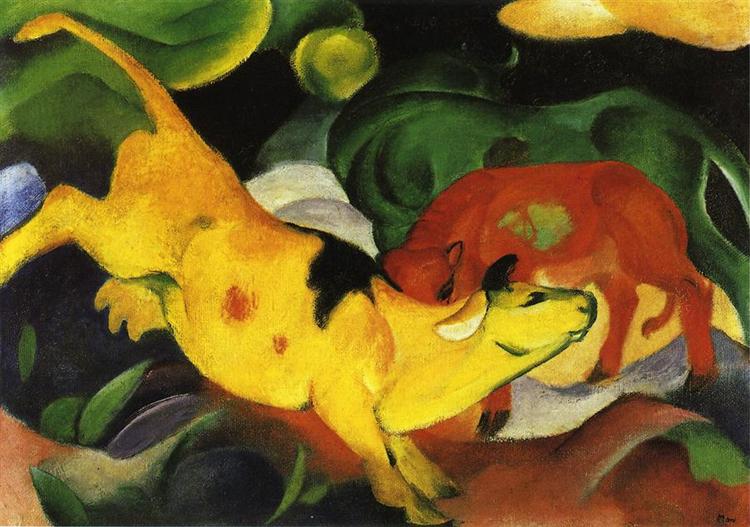 Mucche - giallo -red -green - 1912