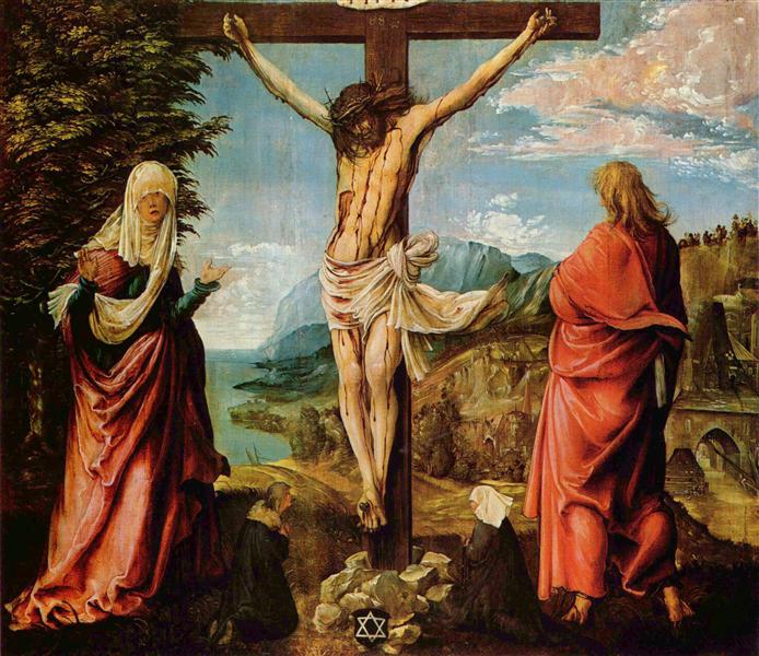 Scena Crucifixion - Chrystus On the Cross with Mary and Jan - 1516