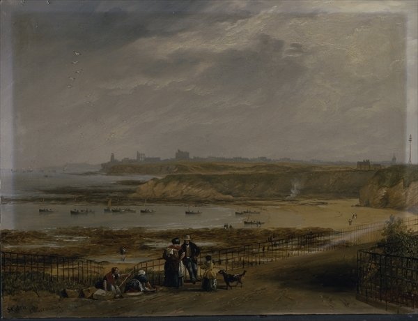 Cullercoats patrząc w kierunku Tynemouth - Low Tide - 1845