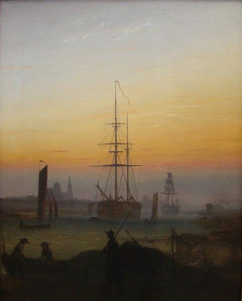 Ships in the port of Greifswald - 1820