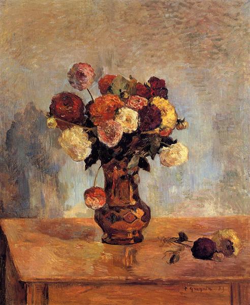 Dalias in a copper vase - 1885