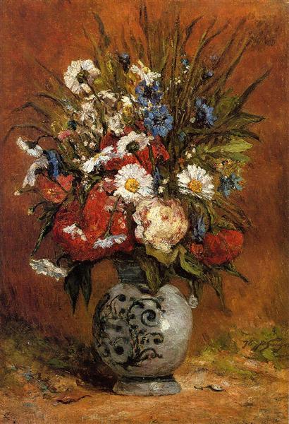 Margaritas og Peonia i Blue Vase - 1876