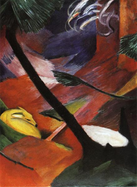 Hirsche in Wald II - 1912