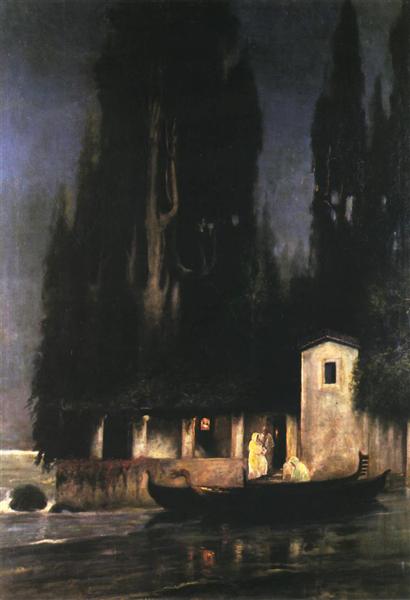 Departure from an island at night - 1890