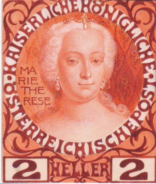 Design für das österreichische Jubiläumssiegel mit Kaiserin María Teresa - 1908