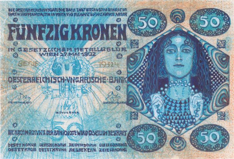 Design für das 50 Crowns -Ticket - 1902