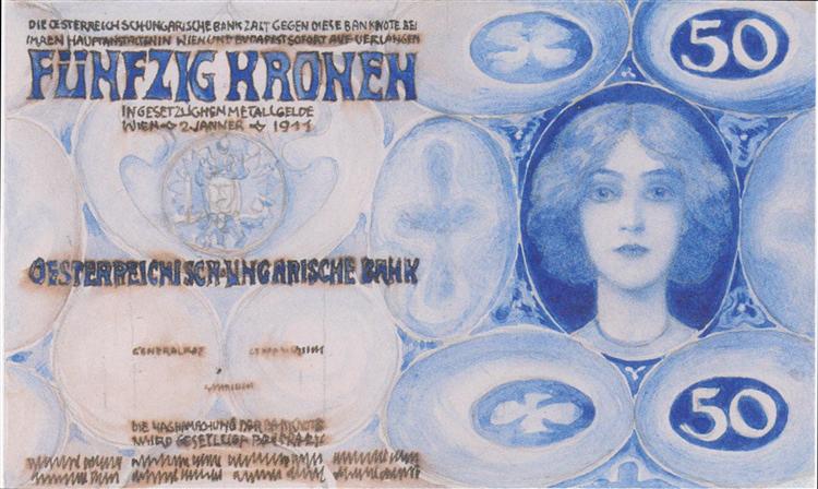 Diseño Para El Billete De 50 Coronas - 1911