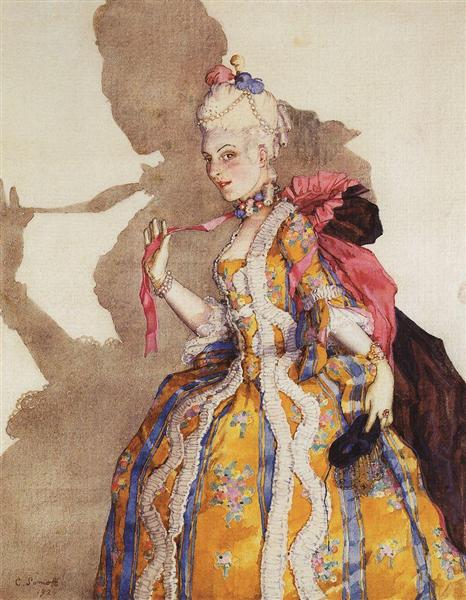 Návrh kostýmů pro markýzy T. Karsavina (Dance With Mozart Music) - 1924