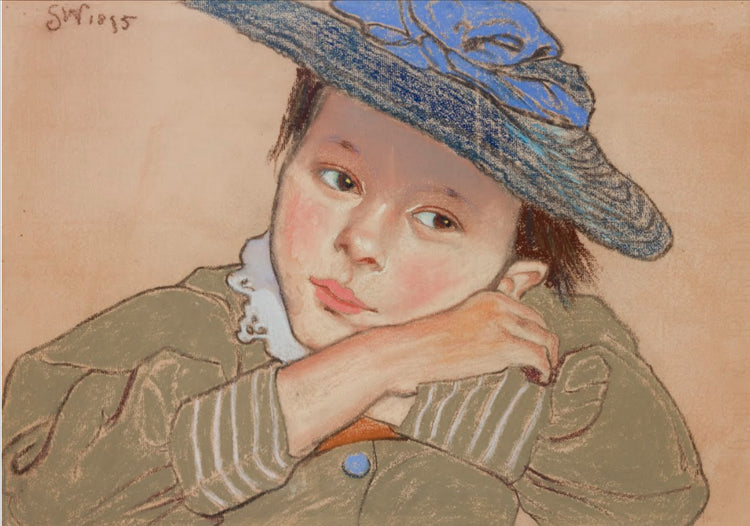 Une fille avec un chapeau bleu - 1895