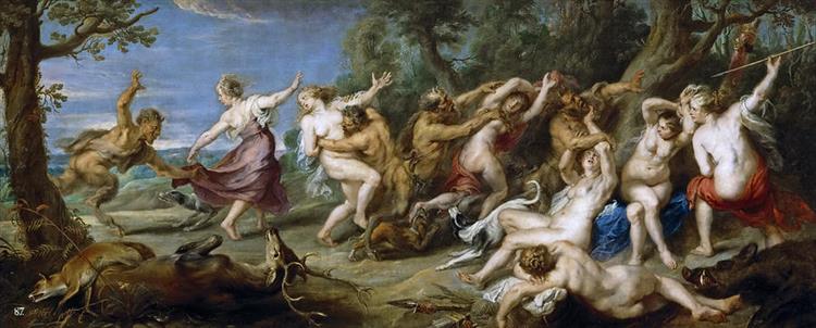 Diana und ihre Nymphen überrascht von den Faunos - 1640