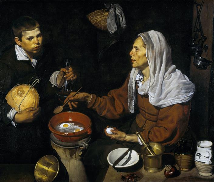 An old woman cooking eggs - 1618