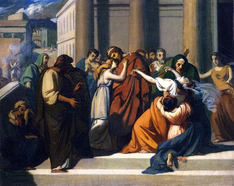 Oedipus says goodbye to Yocasta (study) - 1843