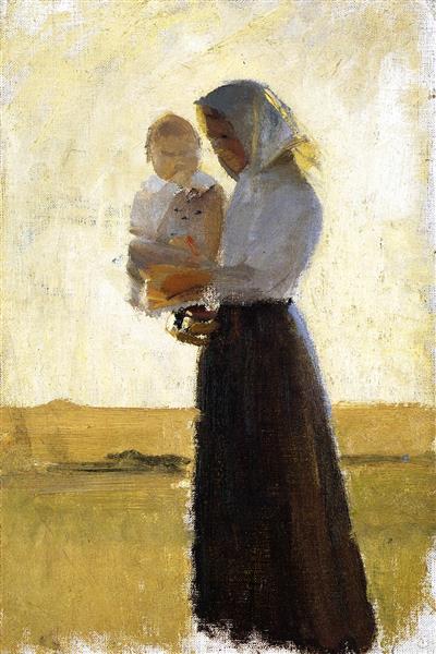 Junge Frau mit ihrem Waffensohn - 1905