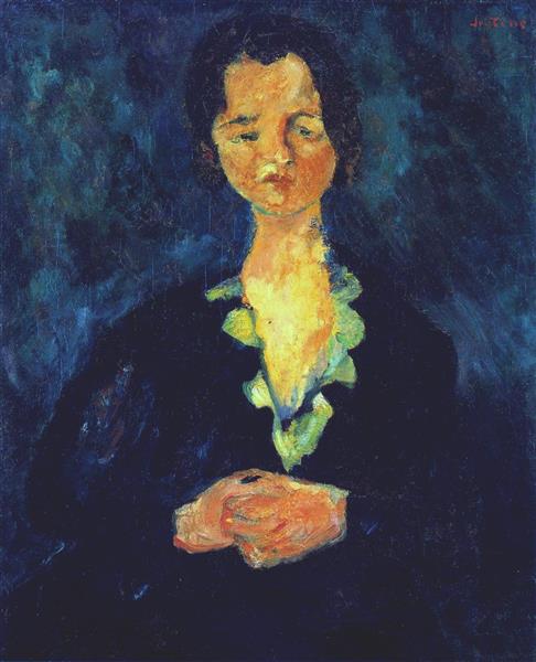 Retrato De Una Mujer Sobre Fondo Azul - 1928