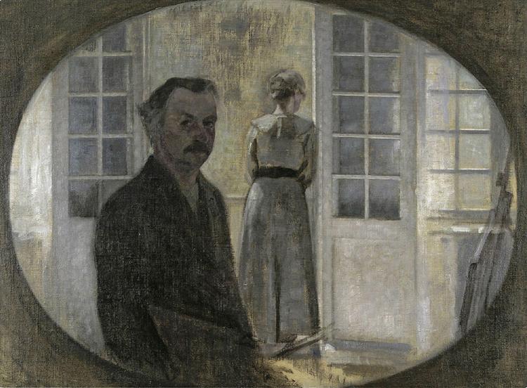 Double portrait de l'artiste et de sa femme vue à travers un miroir - 1911