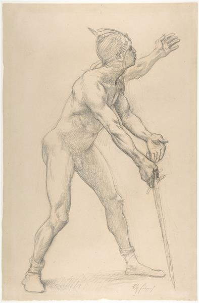 Figura Masculina Desnuda Con Espada - 1878