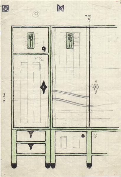 Drafts for a cabinet at the headquarters of the Vienna workshop - 1903