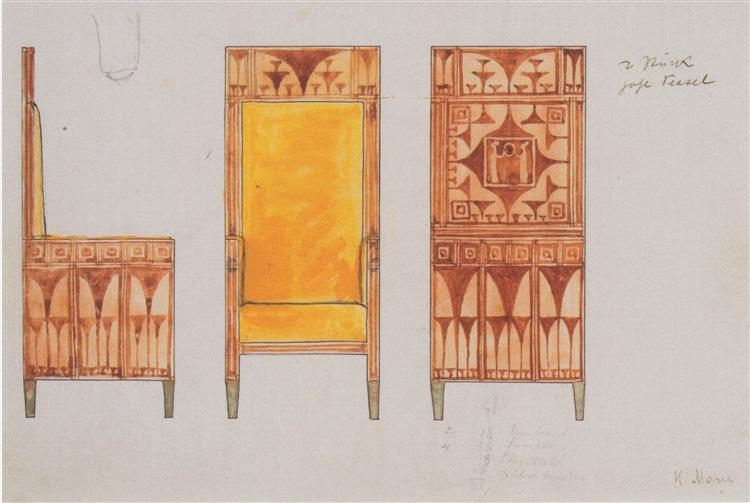 Drafts for the breakfast room of the Trona Eisler Terramare apartment - 1903