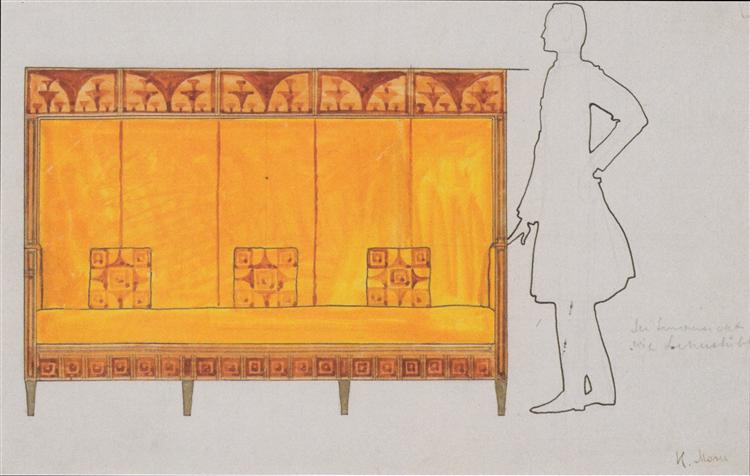 Drafts for the breakfast room of the Eisler Terramare apartment - Proportion of the study seat - 1903