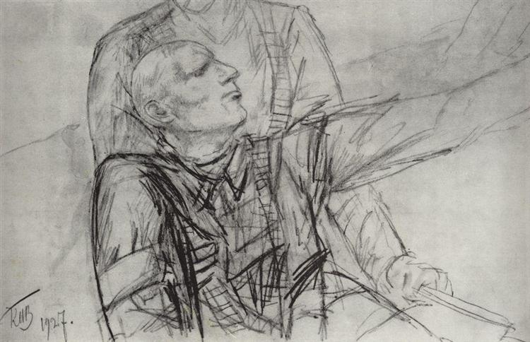 Drawing for him painting Death of the Commissioner - 1927