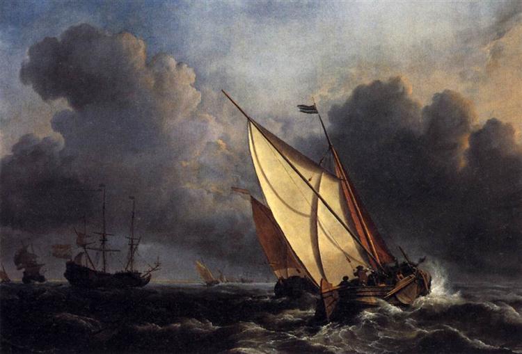 Hollandske fiskerbåde i en storm - 1801