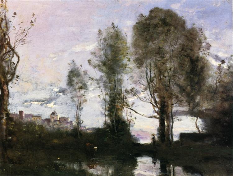 Edge of a lake (memory of Italy) - 1860