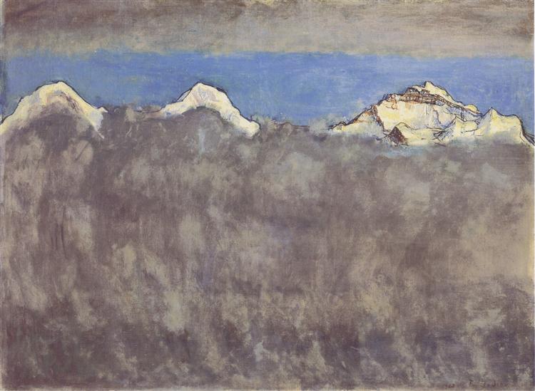 Eiger - Monch et Jungfrau au clair de lune - 1908