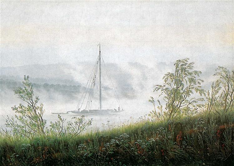 Elbschiff om morgenen tåge - 1820