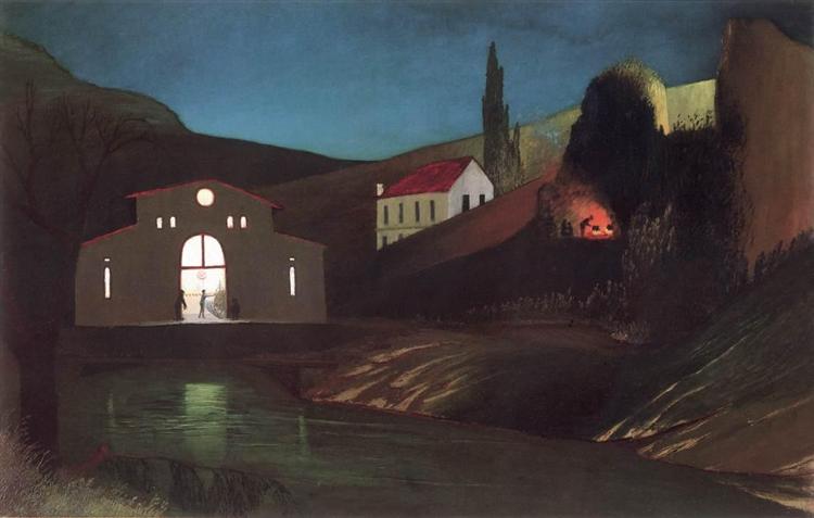 Stazione elettrica di Hahaha di notte - 1903