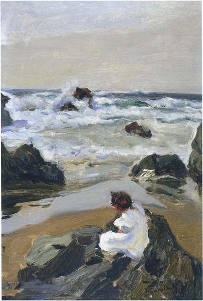 Elenita En La Playa - Asturias - 1903