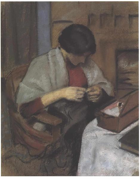 Elisabeth Gerhard sewing - 1909