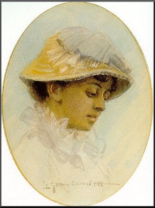 Emma Lamm with straw hat - 1881