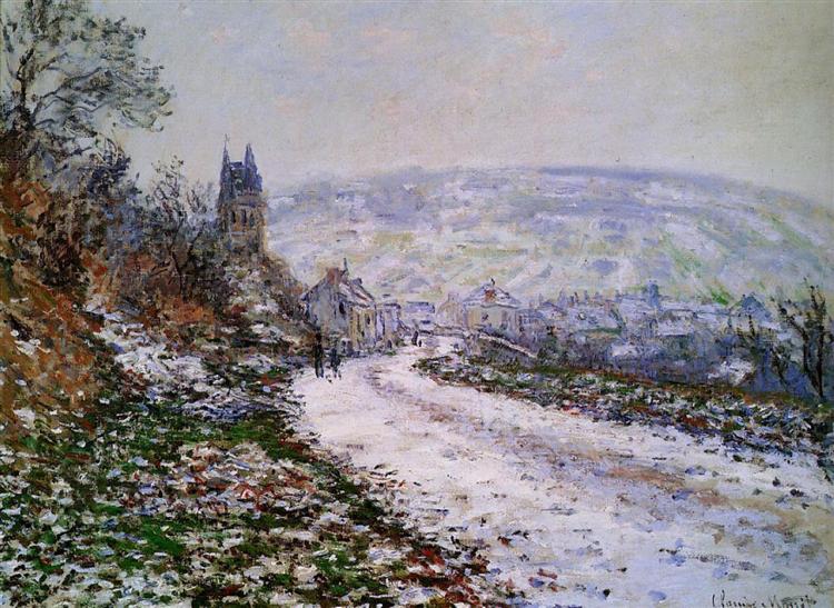 Entrando na vila de Vetheuil no inverno - 1879