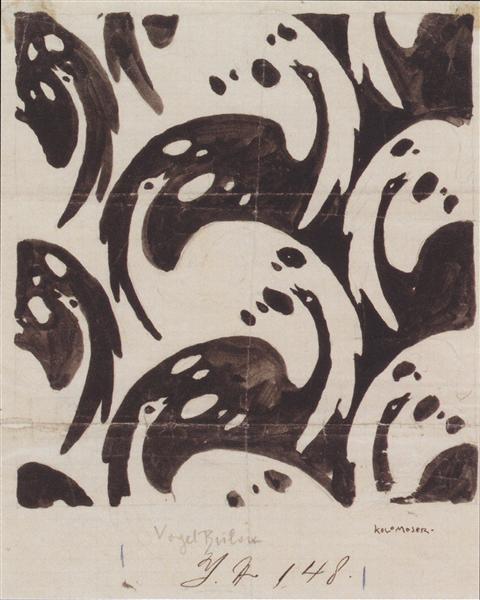 Fabric design with birds for backhausen - 1899