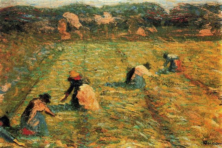 Agricoltori che lavorano (Risiole) - 1908