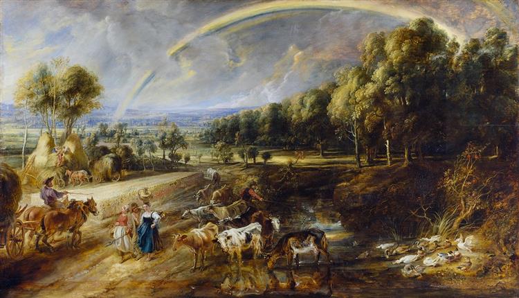 Paysage avec un arc-en-ciel - 1638