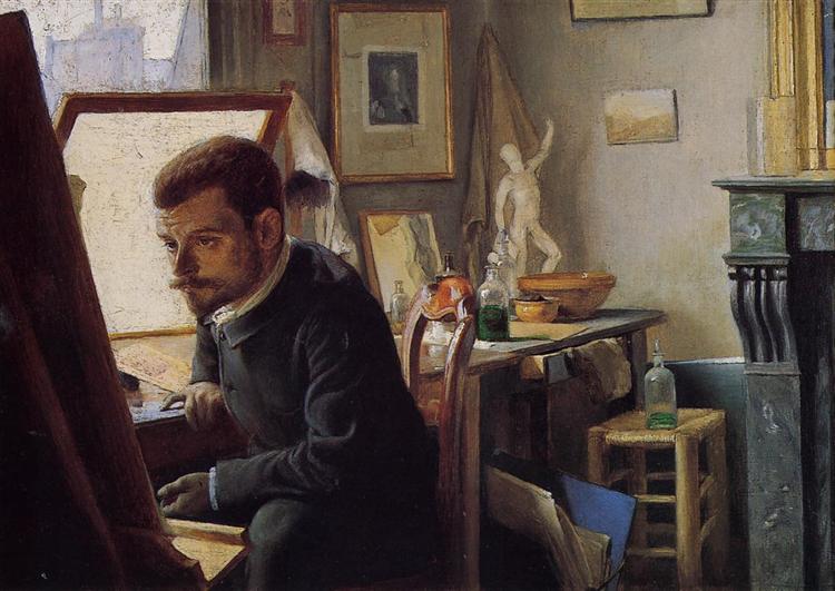 Felix Jasinski in his engraving study - 1887