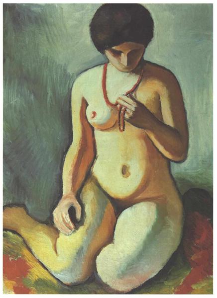 Female nude with coral necklace - 1910