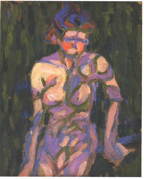 Female nude with twig