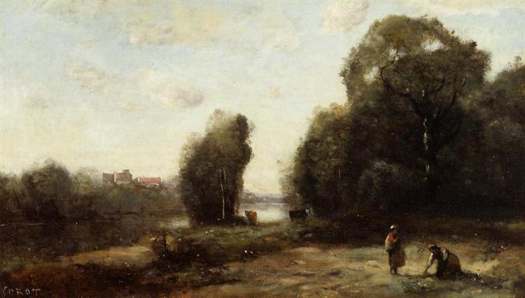 Campo accanto a un fiume - 1870