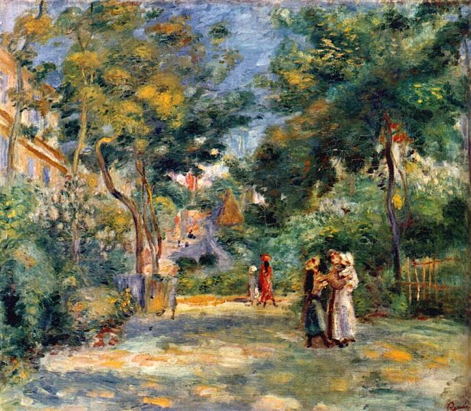 Figures in a garden - 1880