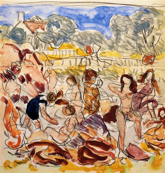 Figures sur la plage - 1918