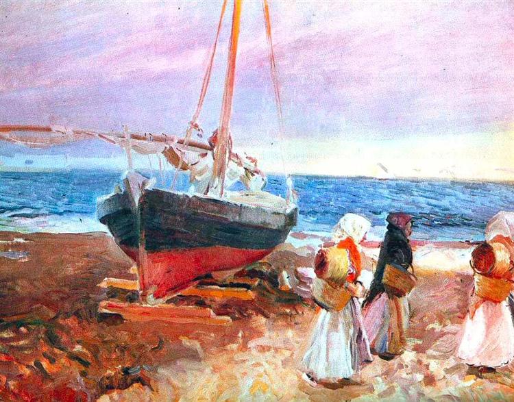 Fiskere på stranden - Valencia - 1903