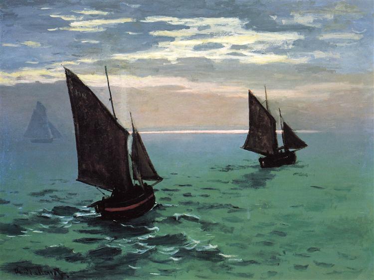 Barcos de pesca no mar - 1868