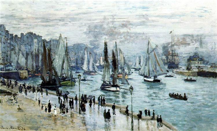 Łodzie rybackie opuszczające port - le havre - 1874