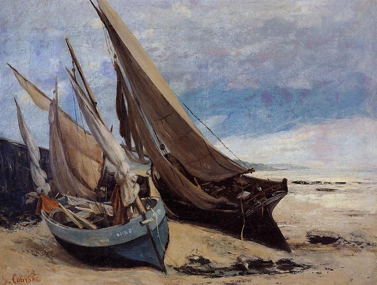 Bateaux de pêche sur la plage de Deauville - 1866