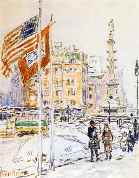 Flags - Columbus Circle - 1918