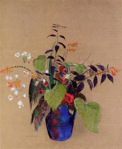 Blomster i en blå kande - 1910